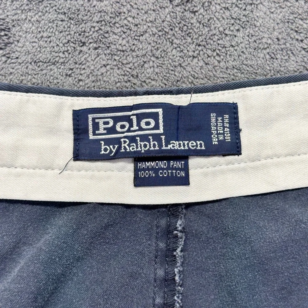 Vintage Polo Ralph Lauren Hammond Pant Men 40x32 Navy Blue Pleated Cuffed Chinos